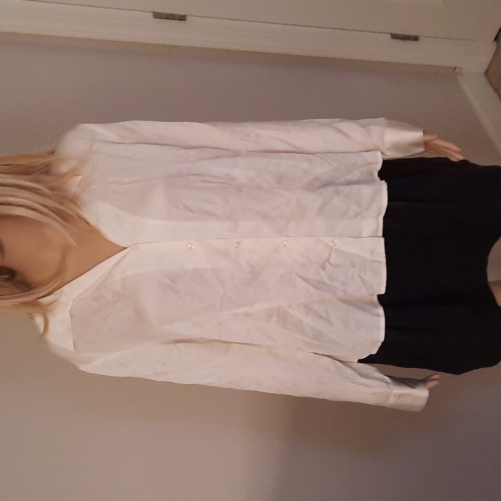 White Silk Button Down Dress Shirt